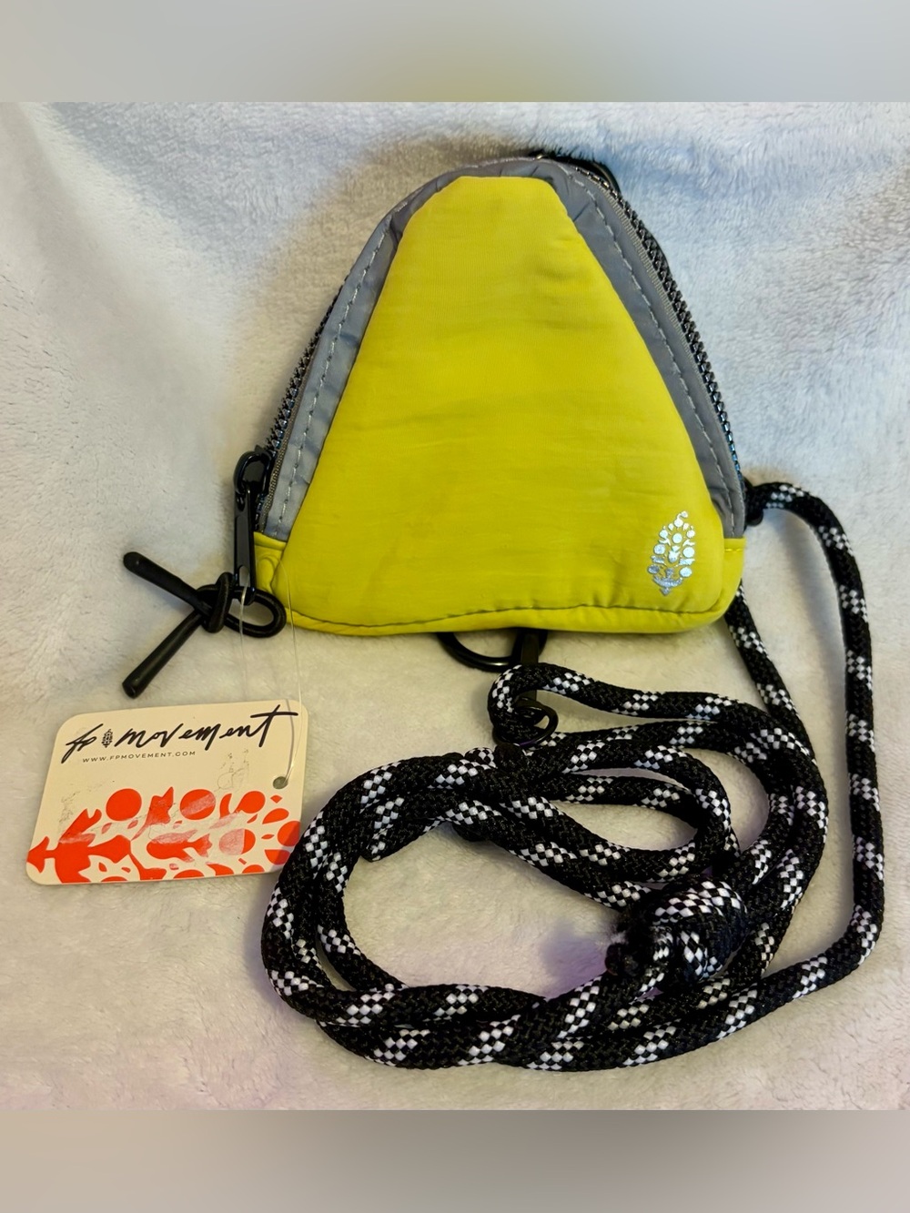 FP Movement by Free People Neon Yellow and Gray Triangle Crossbody Pouch